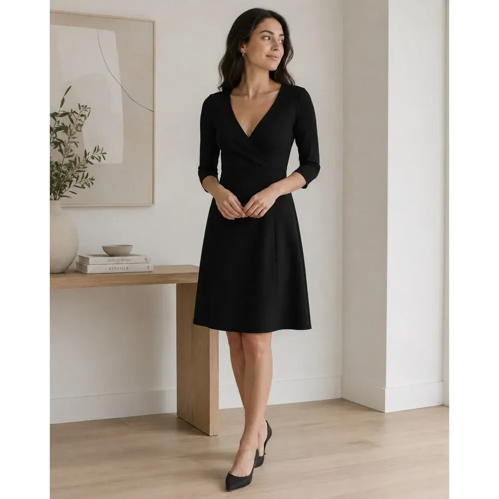 PATAGONIA Margot 3/4 Sleeve Organic Cotton Dress in Black Size Small